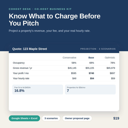 Co-Host Pricing & Commission Calculator (Google Sheets / Excel)